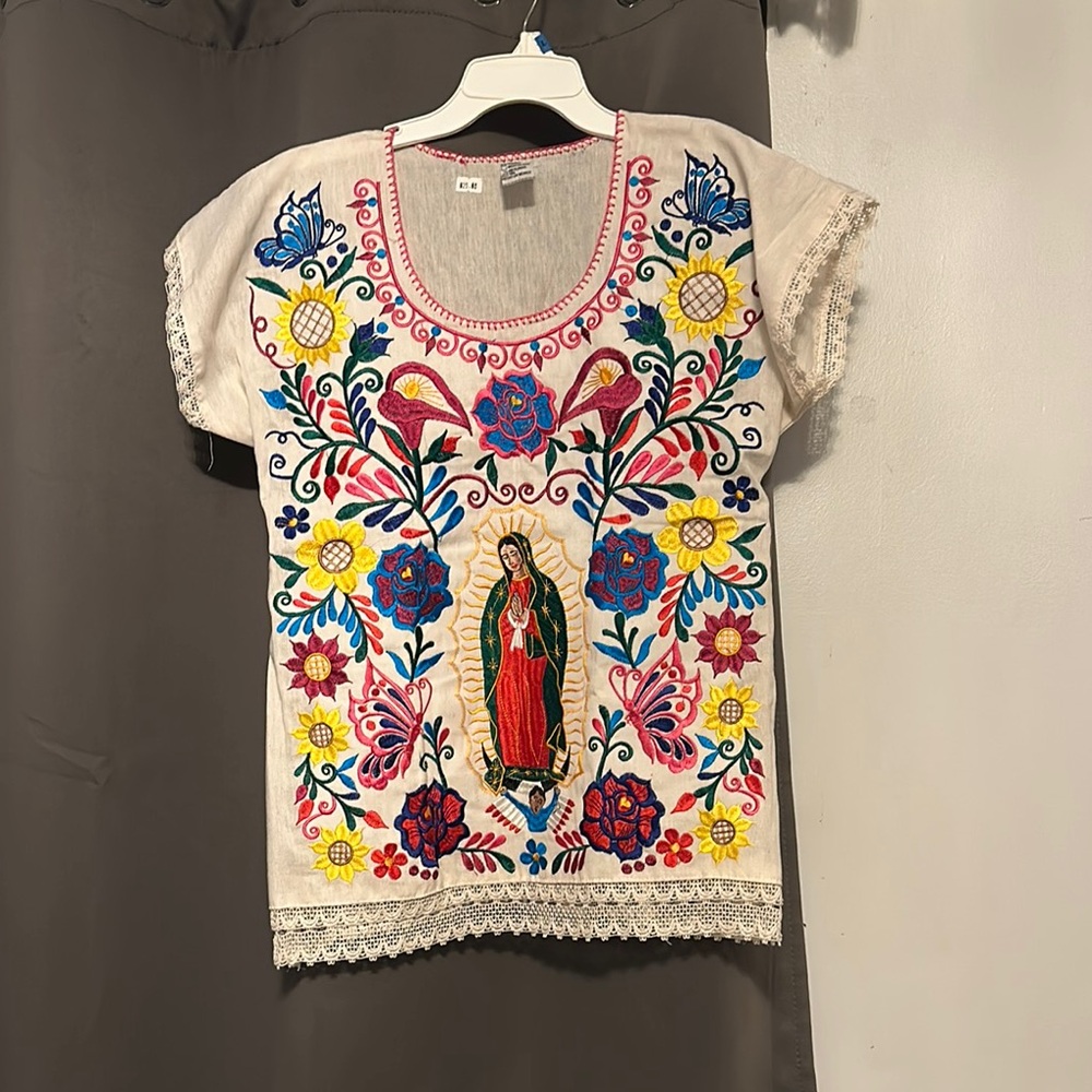 Floral Embroidered Tunic with Religious Motif